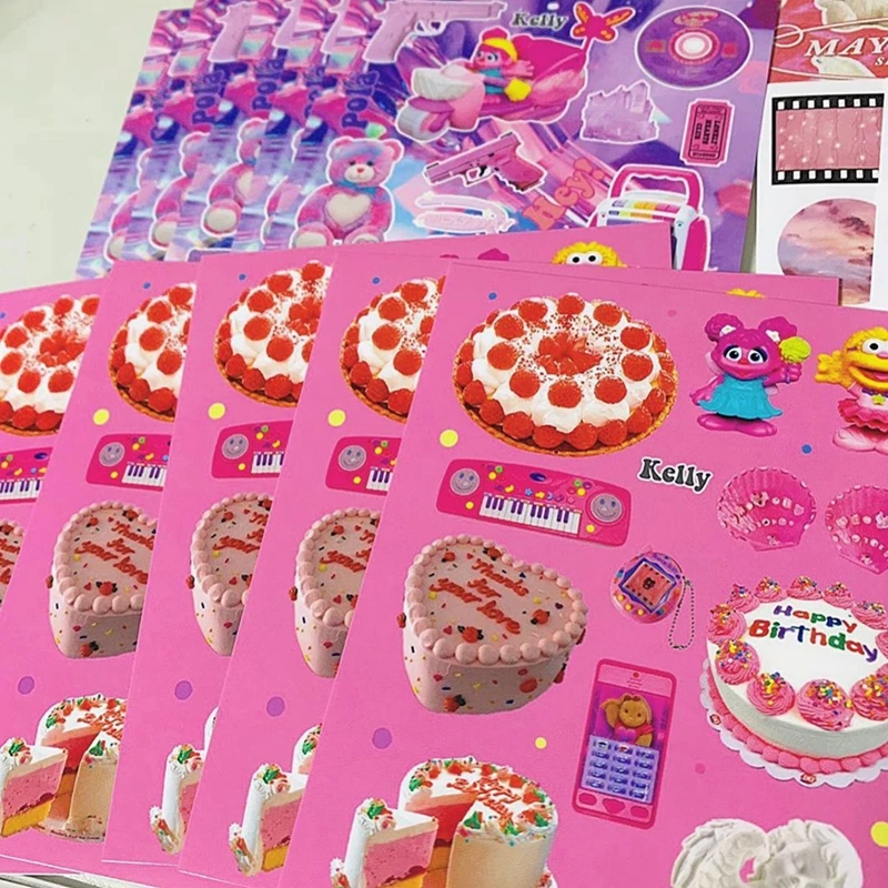 

Ins Rainbow Cake Bear Stickers Scrapbooking Decorative Sticker Korean DIY Diary Album Stick Label Kawaii Stationery