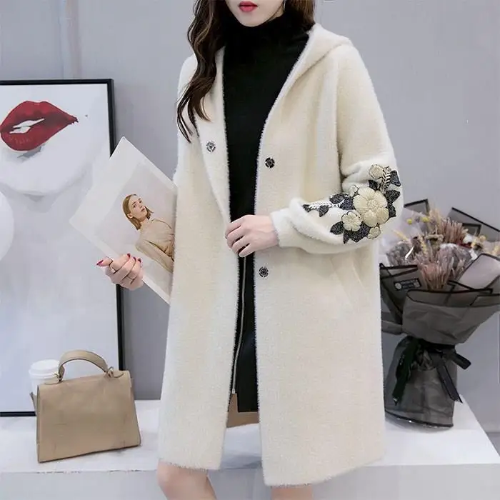 Новая женская длинная верхняя одежда из искусственного меха осенне зимнее