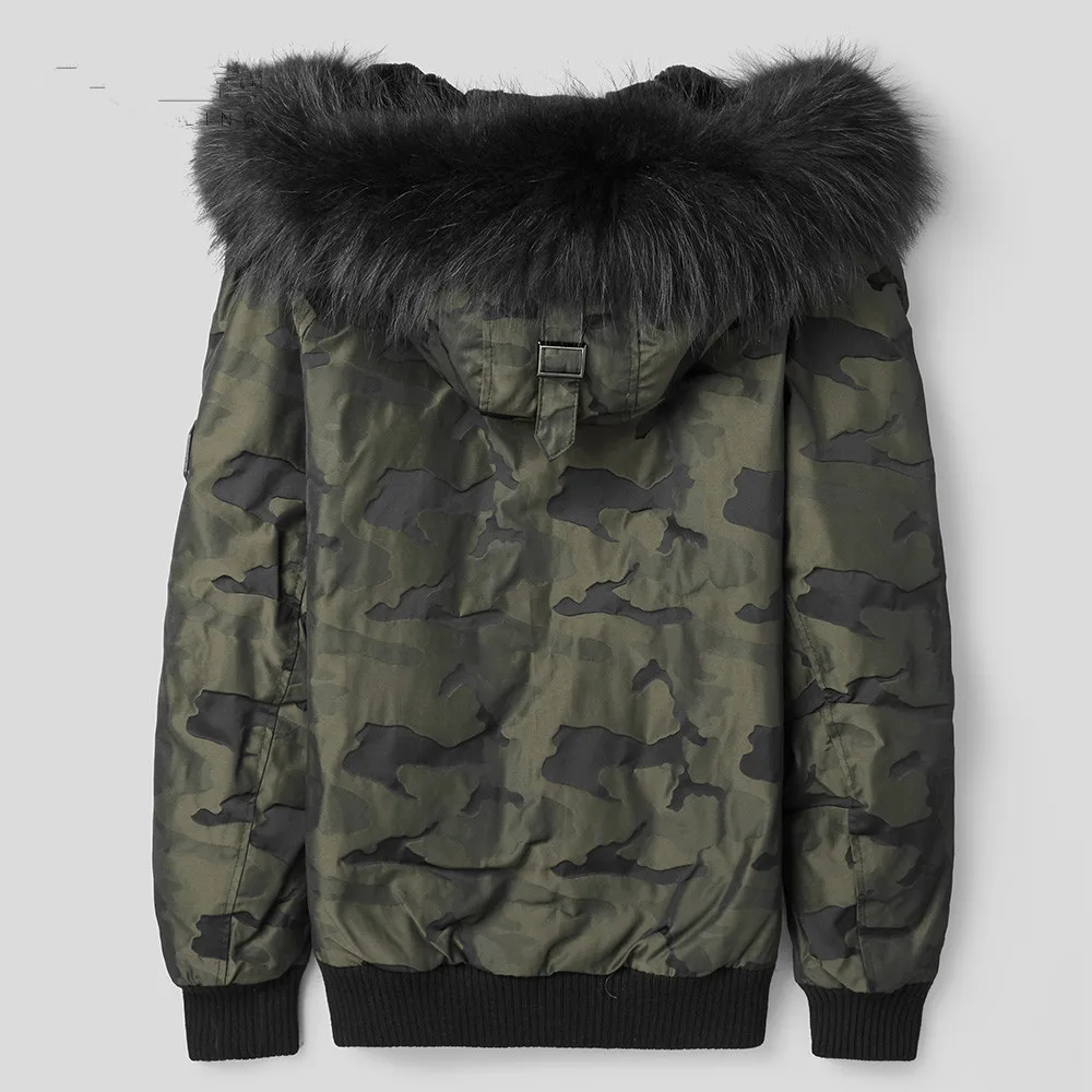 Мужская парка подкладка из натурального кроличьего меха камуфляжное пальто