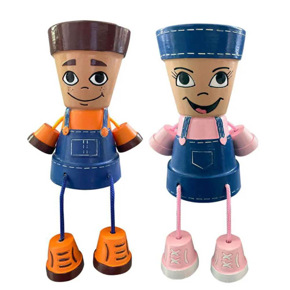 

GardenResin Crafts Resin Potted Country Style Flower Pot Resin Cartoon Clay People Planter Decor Boy And Girl Statue Container