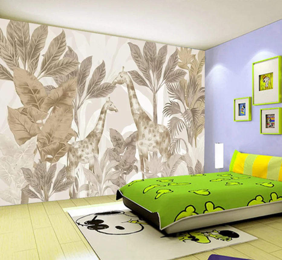 Настенные 3D обои Milofi на заказ водонепроницаемая фотообои с изображением жирафа