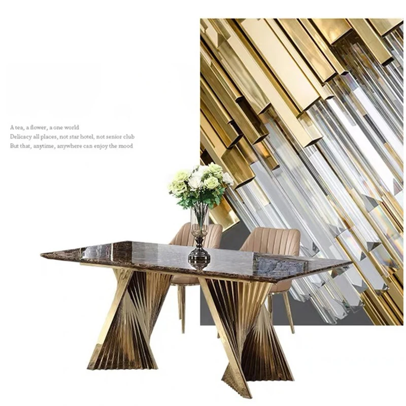 

Light luxury marble dining table and chairs combination of simple household round dining room dining table