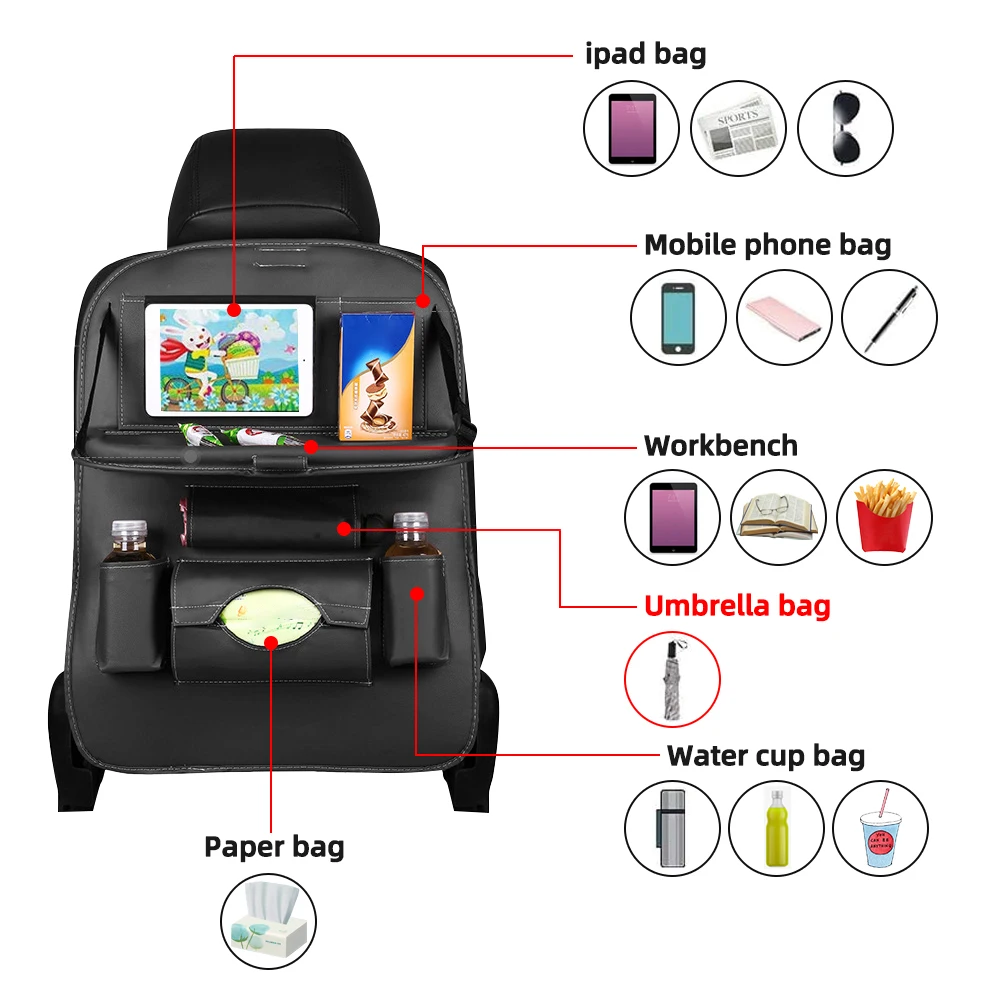 Органайзер для спинки автомобильного сиденья универсальный складной из