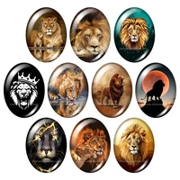 wild animal lion the king of the forest oval 10pcs 13x18mm18x25mm30x40mm photo glass cabochon demo flat back jewelry findings