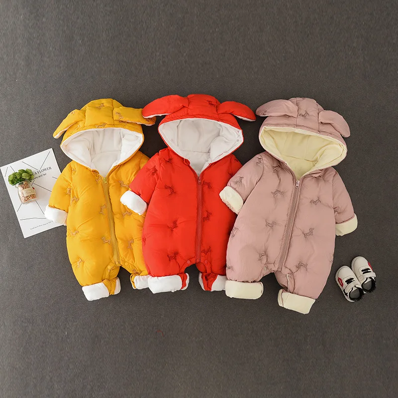 Толстый теплый комбинезон для новорожденных с капюшоном внутри флисовый героями