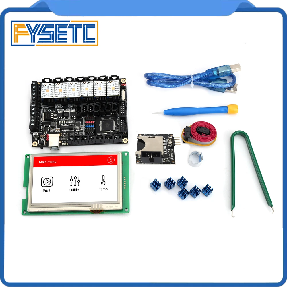 Материнская плата все в одном FYSETC F6 V1.3 + сенсорный экран 4 3 дюйма с SD ридером 6 шт.