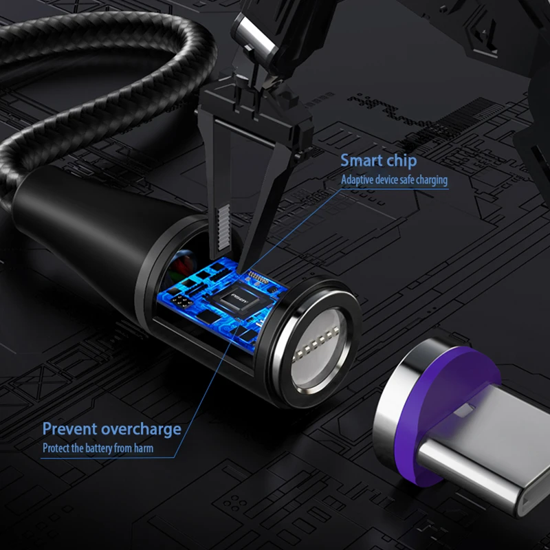 3A магнитный для быстрой зарядки на борту самолета Type C Micro USB кабель Samsung A32 A72 Xiaomi Poco