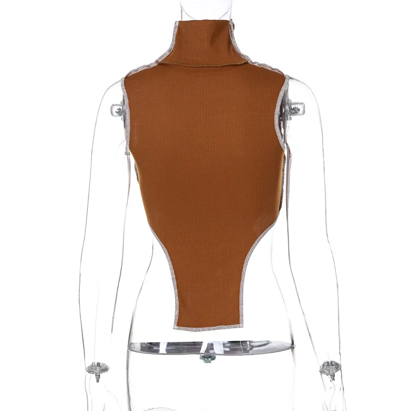 

Skennyee Ribbed Fashion Patchwork Winter Thick Women Knitted Ribbed Pullover Long Sleeve Turtleneck Jumper Soft Warm Pull Top