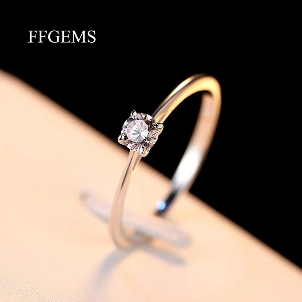 

FFGems 100% Sterling silver Moissanite with certificate Round Cut 0.3CT VVS1 EFD Rings Fine Jewelry For Women Wedding Engagement