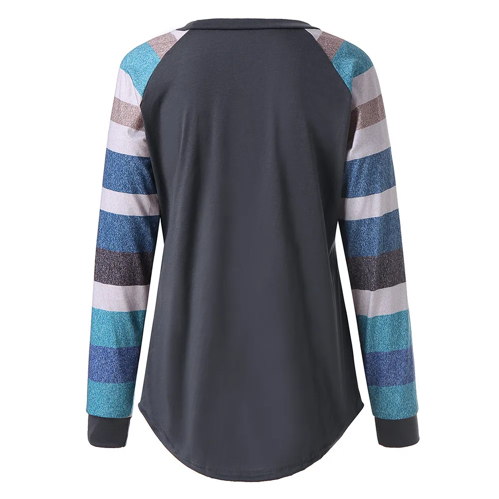 Блузка для беременных женская кормления в полоску с длинным рукавом и круглым