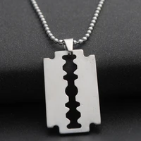 30pcs stainless steel razor blades pendant necklaces men steel male shaver shape necklace geometric wife gift love jewelry