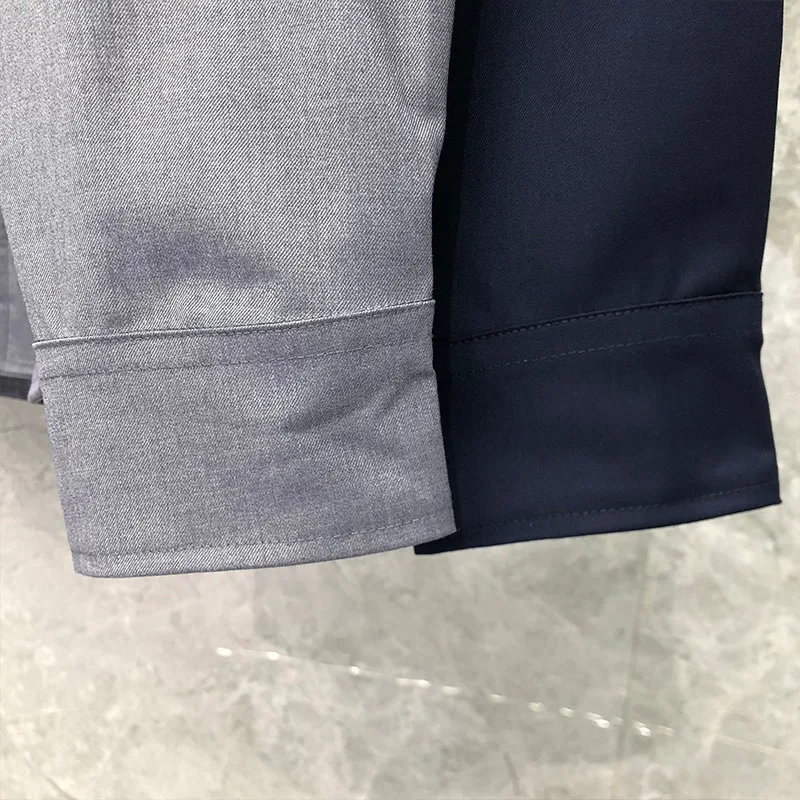 

2021 Fashion TB THOM Brand Jacket Men Cardigans Clothing Loose Spring Autumn Turn-Down Collar Shirts Striped Casual Coat