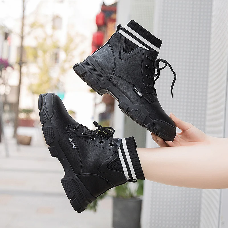 Женские ботинки с бархатной подкладкой маленькие повседневные туфли-носки