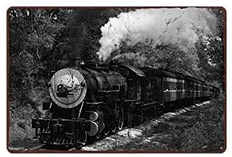 

Tin Sign Locomotive Rail Poster Retro Street Garage Family Cafe Entertainment Decoration Metal Tin Sign 8x12inch Best Gift