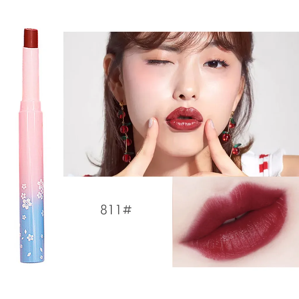 Долговечная натуральная водостойкая губная помада Милая Красная мягкая |