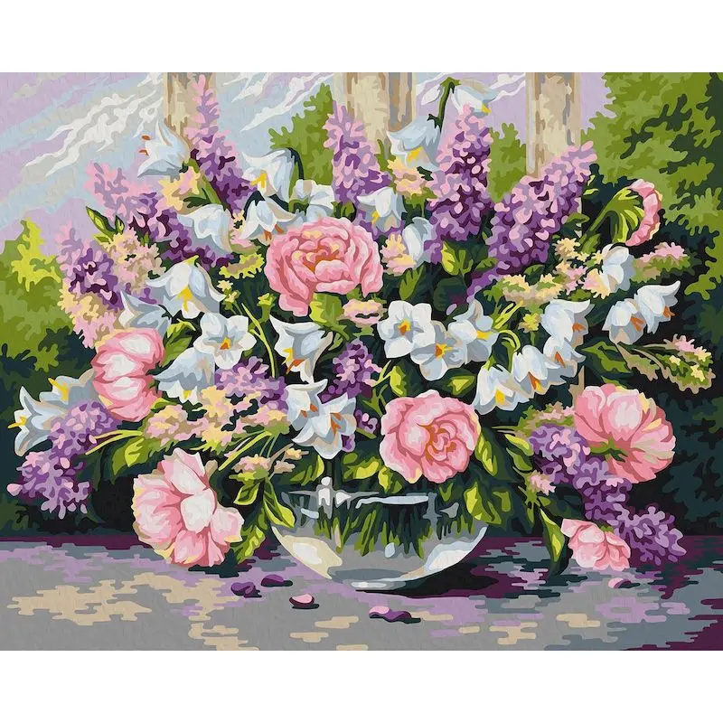 

GATYZTORY DIY Painting By Numbers Flowers Picture On Canvas Coloring By Numbers Acrylic paints Home Decor 60x75cm