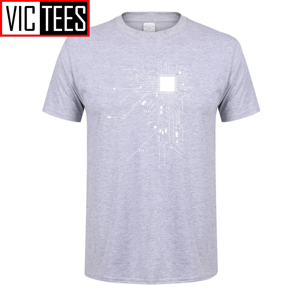 Men's Black T Shirt Men Computer CPU Core Heart GEEK Nerd Freak Hacker Crew Collar PC Gamer Tees 100% Cotton Tshirt | Мужская одежда