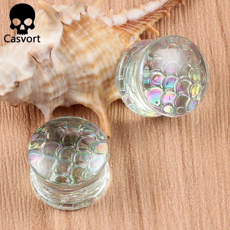 Casvort 2 шт. новые стеклянные украшения для ушей женские туннели с заглушками ушные
