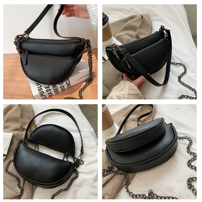 

Brand Ladies Shoulder Bag 2021 Denim Quality Thick Metal Chain Shoulder Wallet and Handbag Ladies Clutch Ladies Large Capacity