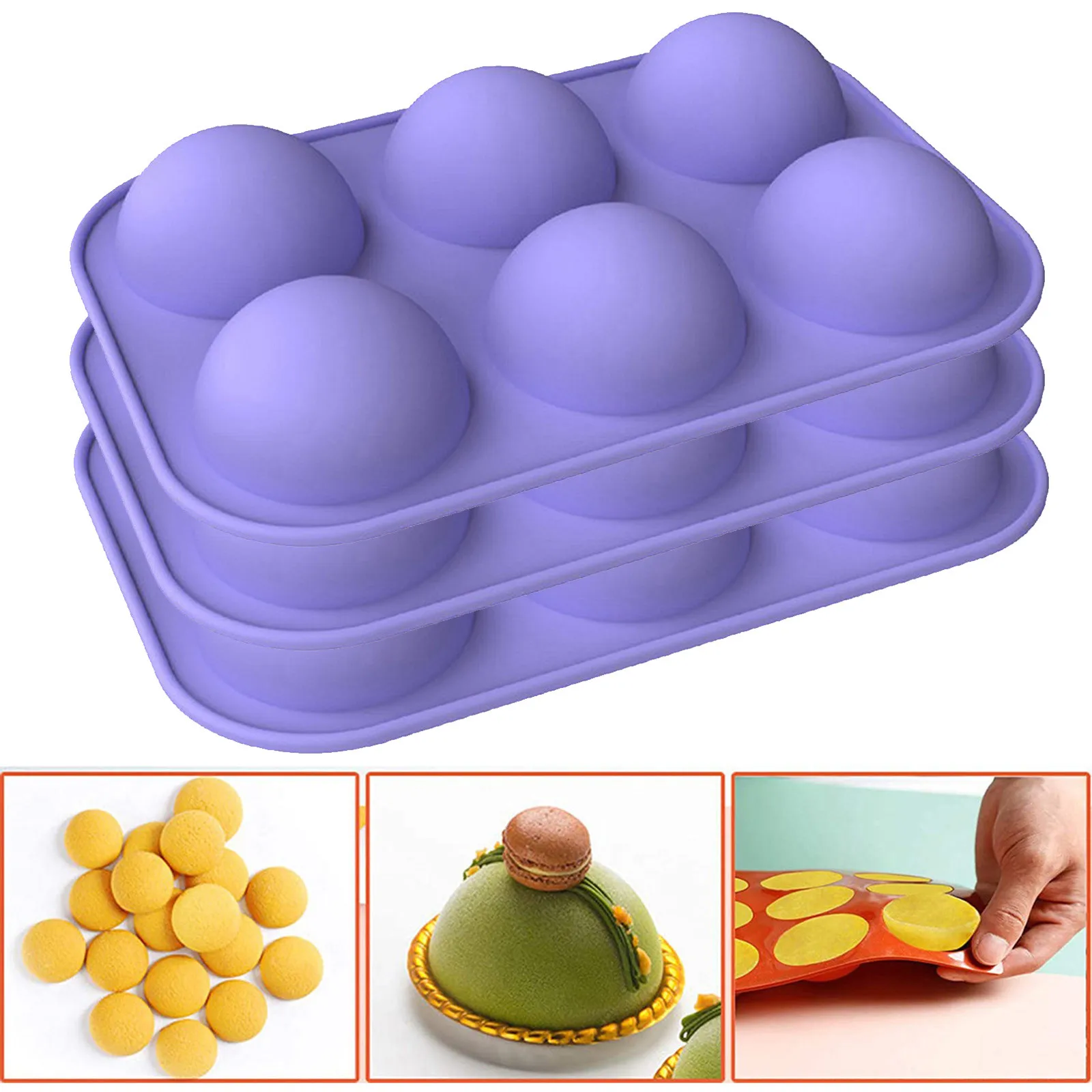 

3PC Half Ball Sphere Silicone Patisserie chocolate Cake Mold baking accessories and tools moldes de silicona para reposteria