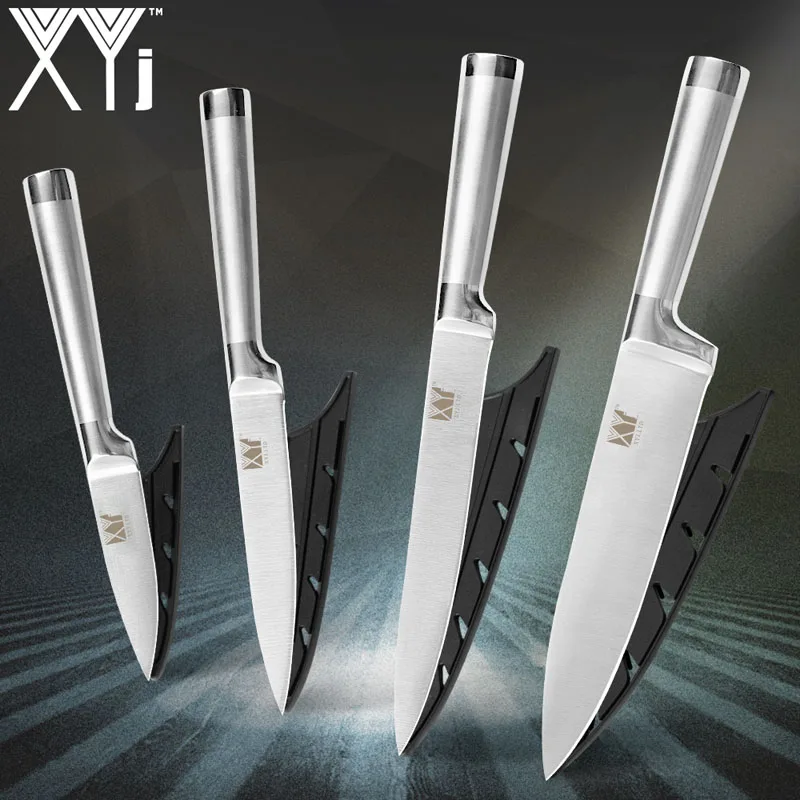 D. 4 Piece (8853.5) XYj кухонные ножи для очистки овощей утилита Santoku шеф-повара нож для нарезки хлеба из нержавеющей стали " 8" " 5" 3," прямая ручка инструмент для приготовления пищи - Цвет: D. 4 Piece (8853.5)