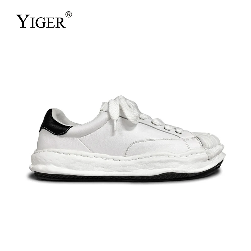 

YIGER Men's sneakers New spring couple shell-toe leather platform retro shoes Men Casual shoes Mihara Kangyu Dissolve Shoes