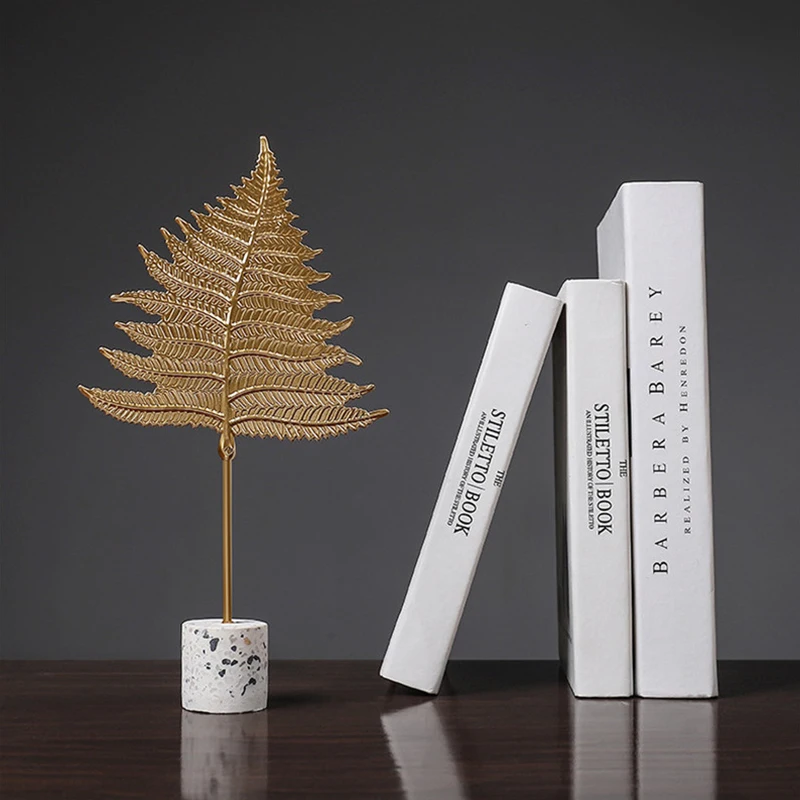 Роскошные креативные золотые фигурки листьев настольные украшения современные