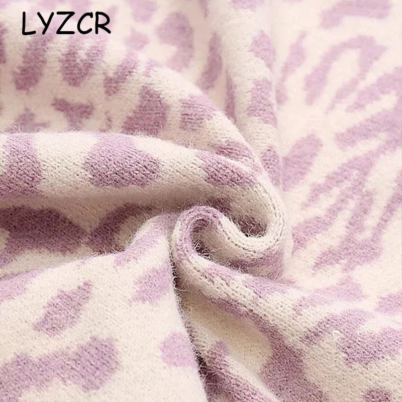 Зимний пуловер женский свитер с леопардовой раскраской Вязаный Свитер оверсайз