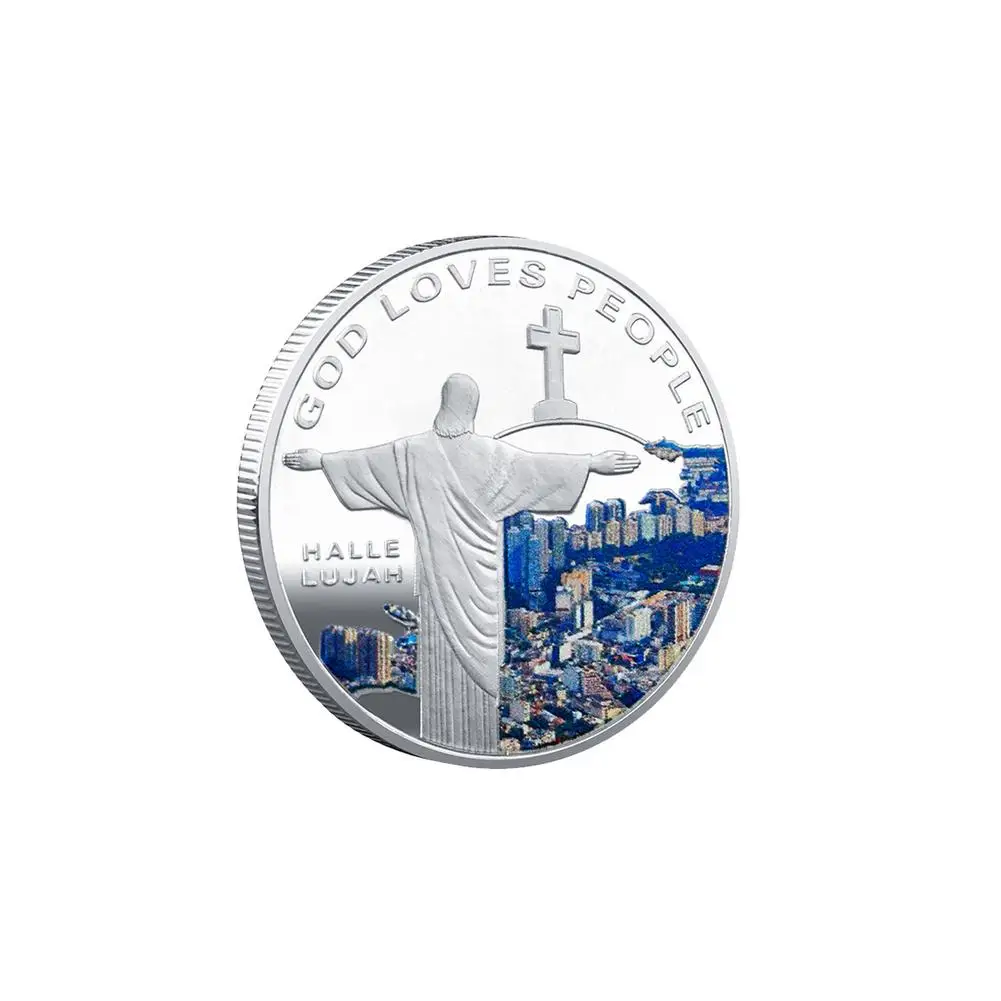

Памятная монета, металлическая монета Иисуса Христа, коллекция монет с изображением рождественских благословений