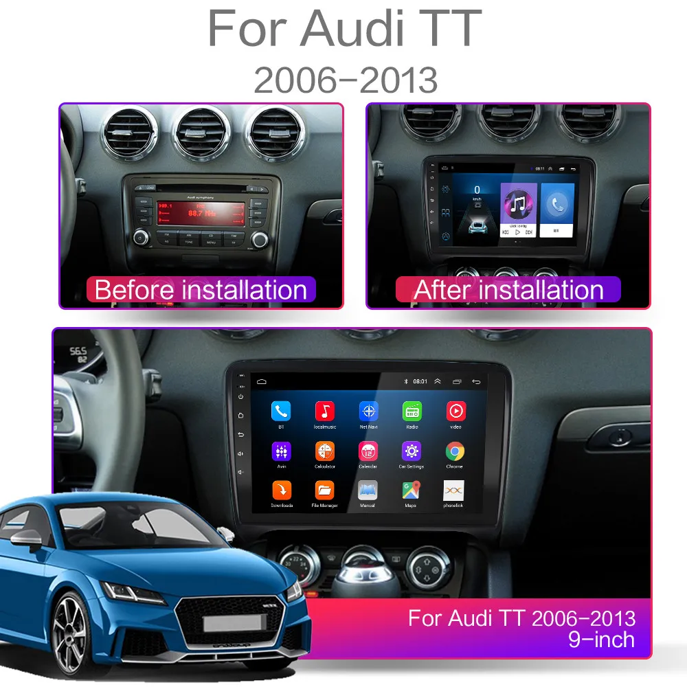 Автомагнитола 2 din для Audi TT MK2 8J Android 10 2006 2007-360 видео мультимедийный плеер с
