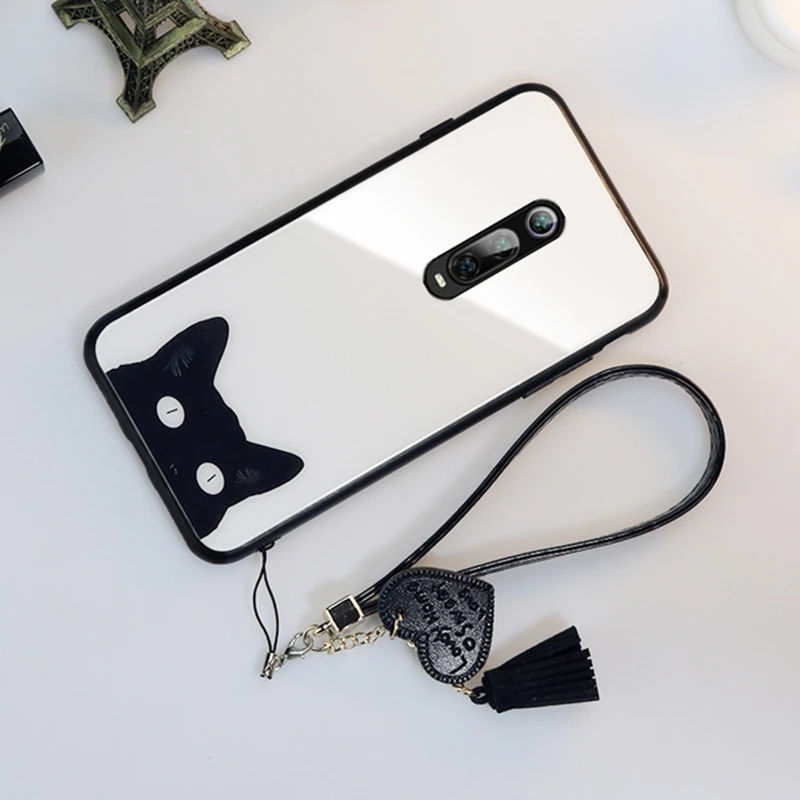Case &amp Strap For Meizu M9 M8 M6 M5 Note Glass Hard Cover 15 16 16s 16xs v8 x8 s6 E3 simple Cute cat lanyard funda | Мобильные