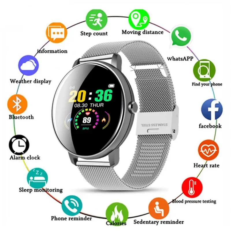 

2021 New Smart Watch Full Touch Men Blood Pressure Heart Rate Monitor Women Smartwatch Waterproof Sport Fitness For Android IOS