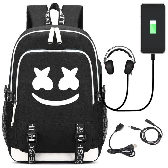 DJ Marshmallow рюкзак Многофункциональный USB зарядка для подростков мальчиков студенческих девочек школьные сумки Дорожная светящаяся сумка для ноутбука