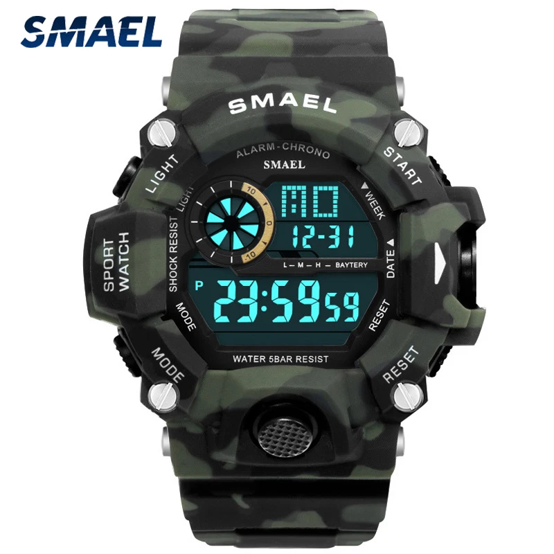 

Brand Men Watch Fashion Camouflage Strap Man Sports Military Relogios Masculino Watches Men LED Digital Wristwatches 1385B