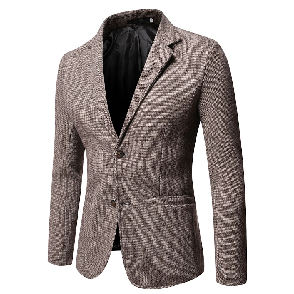 

Autumn/Winter Casual Blazers Classic Hot-Selling Small Plaid Suit Jackets High Quality Woolen Cloth Warm Suit Male Slim Fit