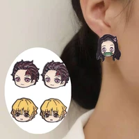 demon slayer agatsuma zenitsu same series q version exquisite figure earring clip ear studs cute decorate accessories gift