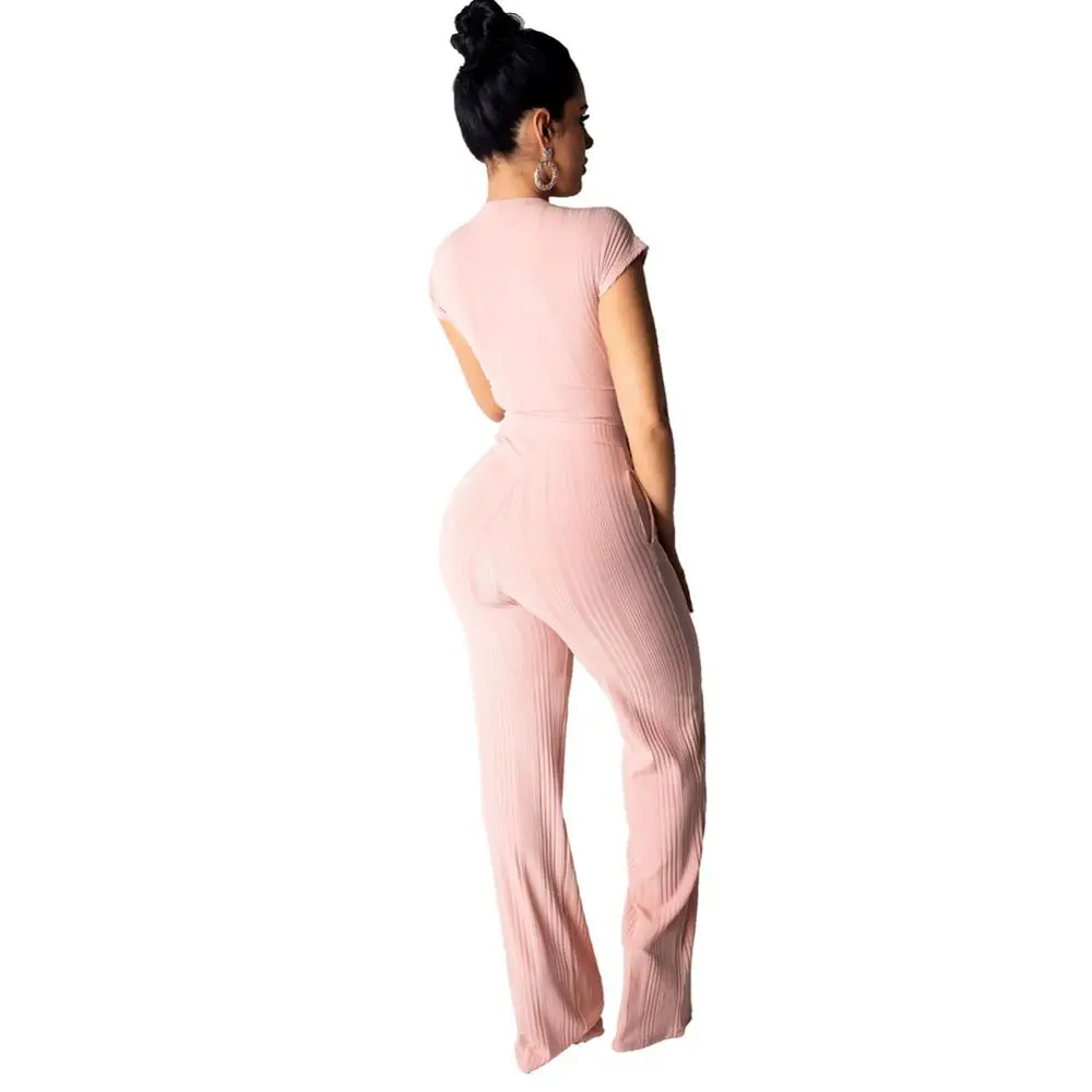 

Women Summer Tracksuits Sets Short Sleeve Top Long Pants Two Piece Set Women Party Two Piece Outfits