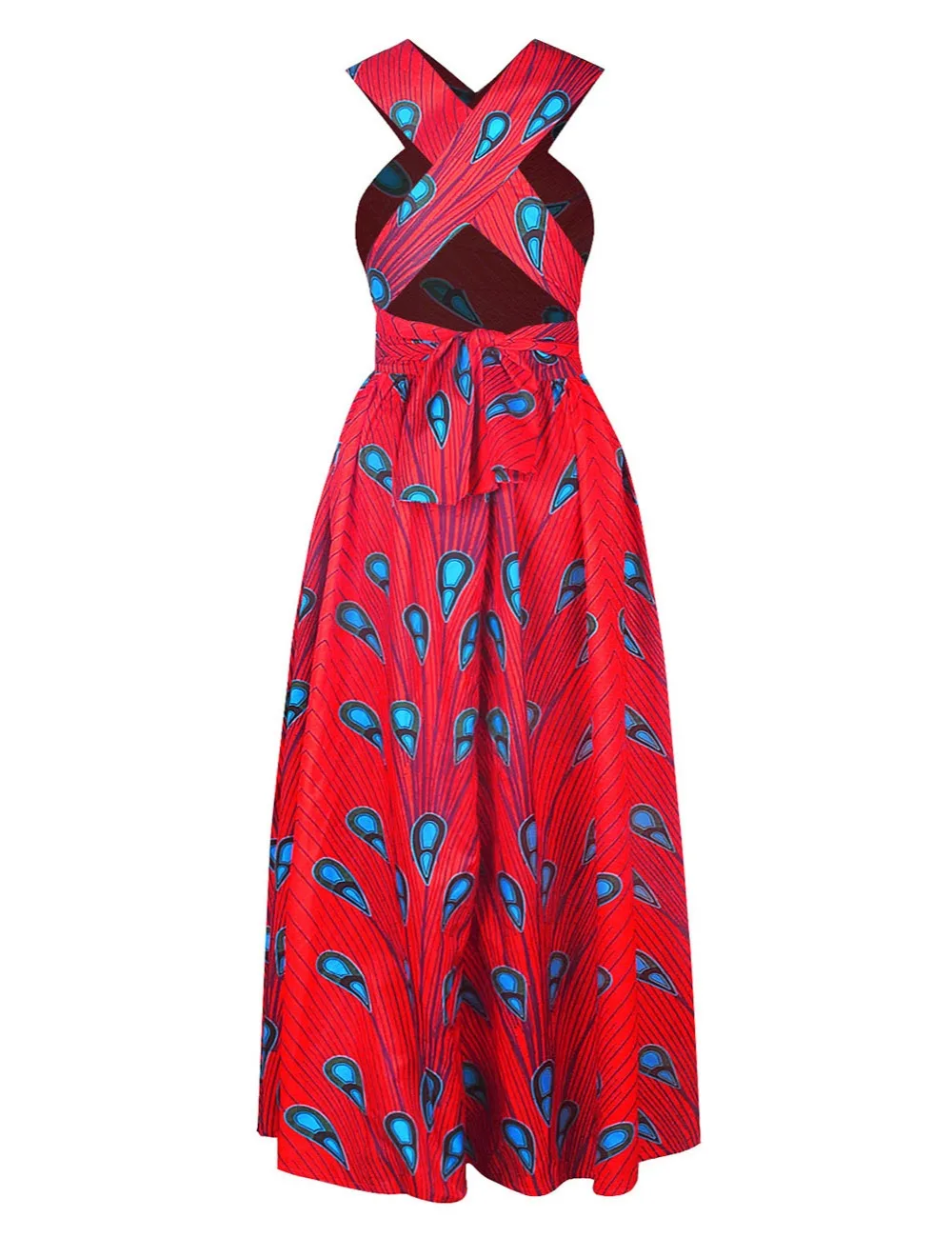 Fadzeco Summer African Dresses for Women New Fashion Robe Dashiki Dress Ethnic Print Backless Sexy African Dress