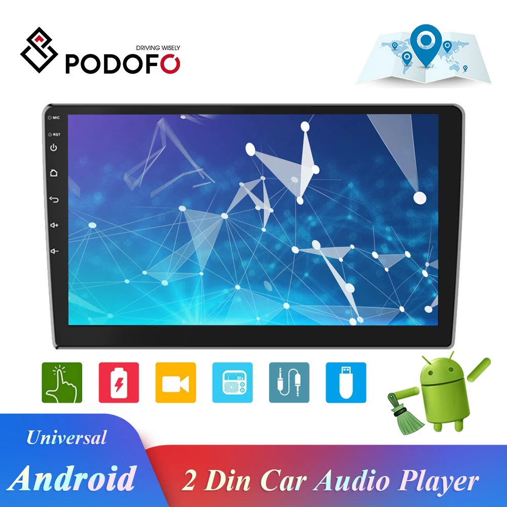 Podofo 9 &quotАвтомобильный мультимедийный плеер 2 din Android автомобильный стерео радио