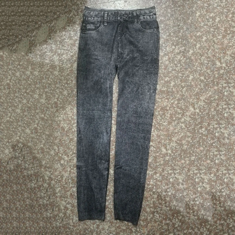

GAOKE Women Leggings Denim Jeans Pants With Pocket Slim Leggings Women Fitness Blue Black Leggins 2021