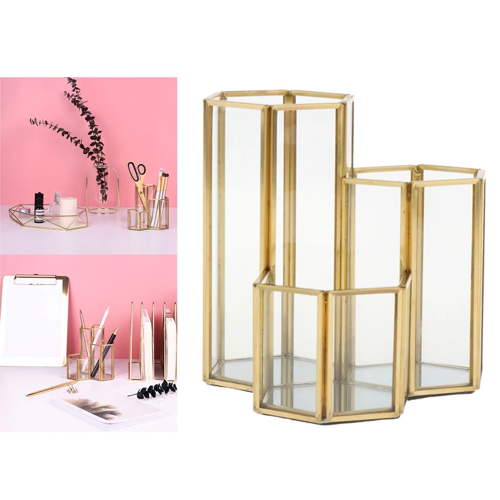 

Portable Hexagonal Make UP Brush Storage Brush Holder Cosmetic Storage Pen Container Desktop Containers