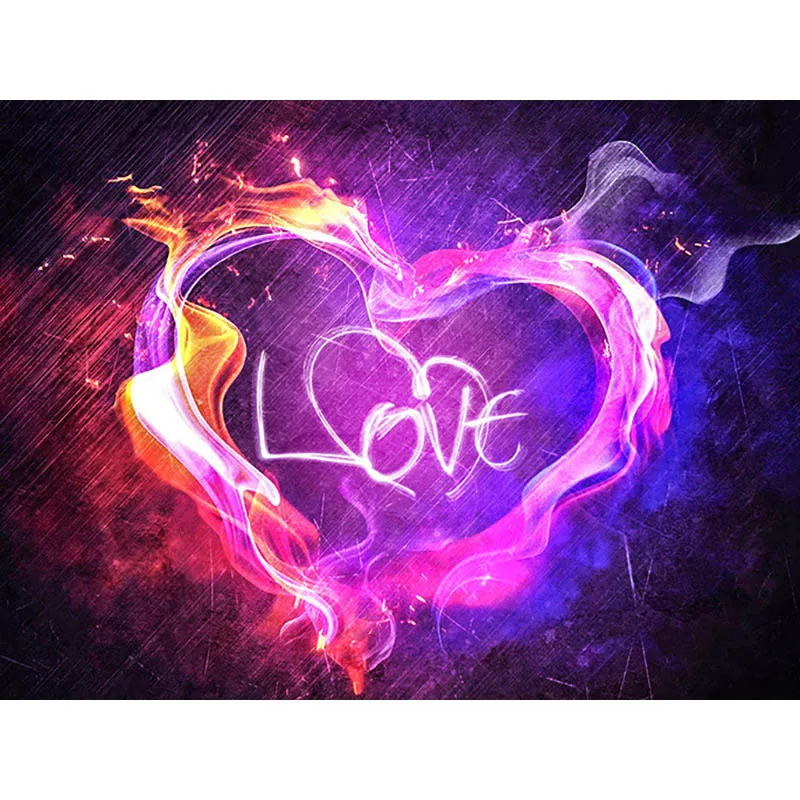 

5D DIY Full Drill Diamond Painting Purple Love Heart Shape Flame Embroidery Cross Stitch Kit Mosaic Home Decoration Gift S30
