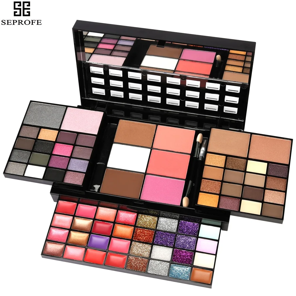 74 Colors Nature Eye shadow Pallete Setes 36 + 28 Lip Gloss +6 Blush +4 Concealer Make up Kit Cosmetics Easy to apply |