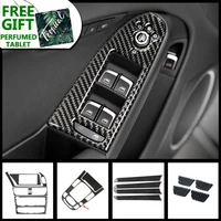 car styling carbon fiber console navigation frame cd panel trim for audi a4 b8 interior gear shift decoration cover stickers