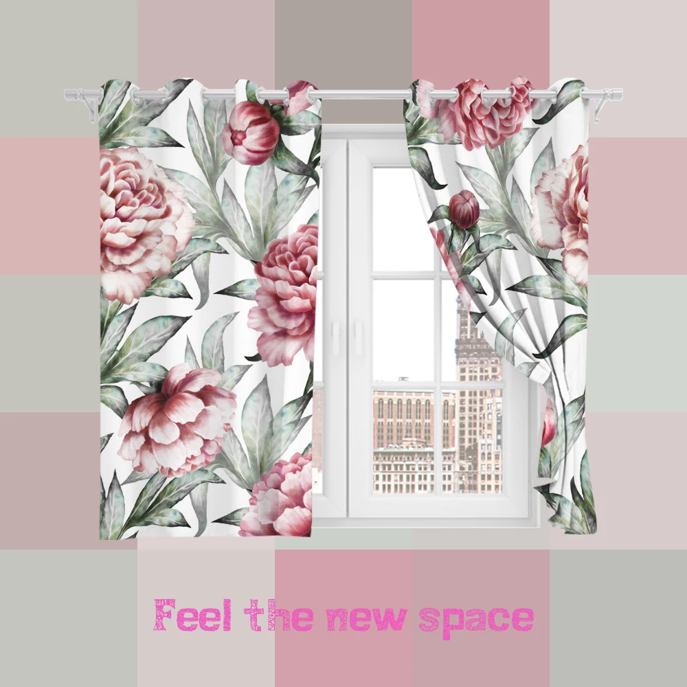 

Punch Hook Blackout Curtain Flower Customized Full Shade Sunscreen Blinds For Windows Home Kitchen Bedroom LivingRoom Decoration