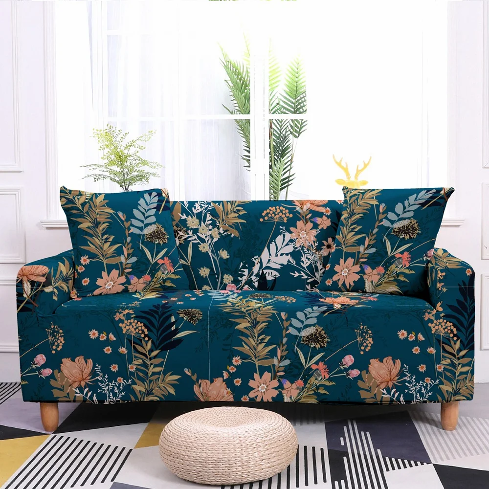 Floral Plant Elastic Sofa Cover For Living Room Modern Flower Sectional Corner Slipcover Spring Couch Chair Protector | Дом и сад