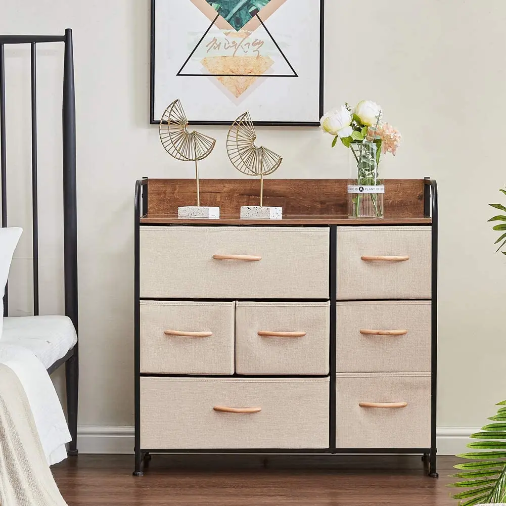 

Two Colors 7 Drawer Dresser Dresser Organizer Fabric Dressers for Bedroom Storage Tower for Hallway Entryway Closets