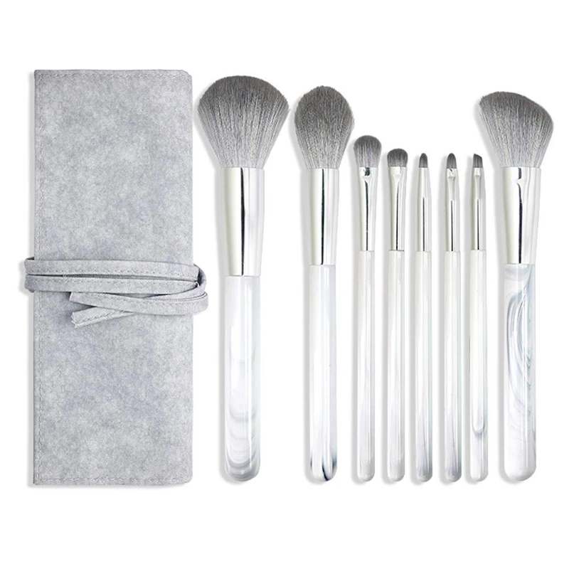 

8PCS Marble Makeup Brush Set Makeup Brush Set Suitable for Liquid Foundation Eyeshadow with Travel Bag