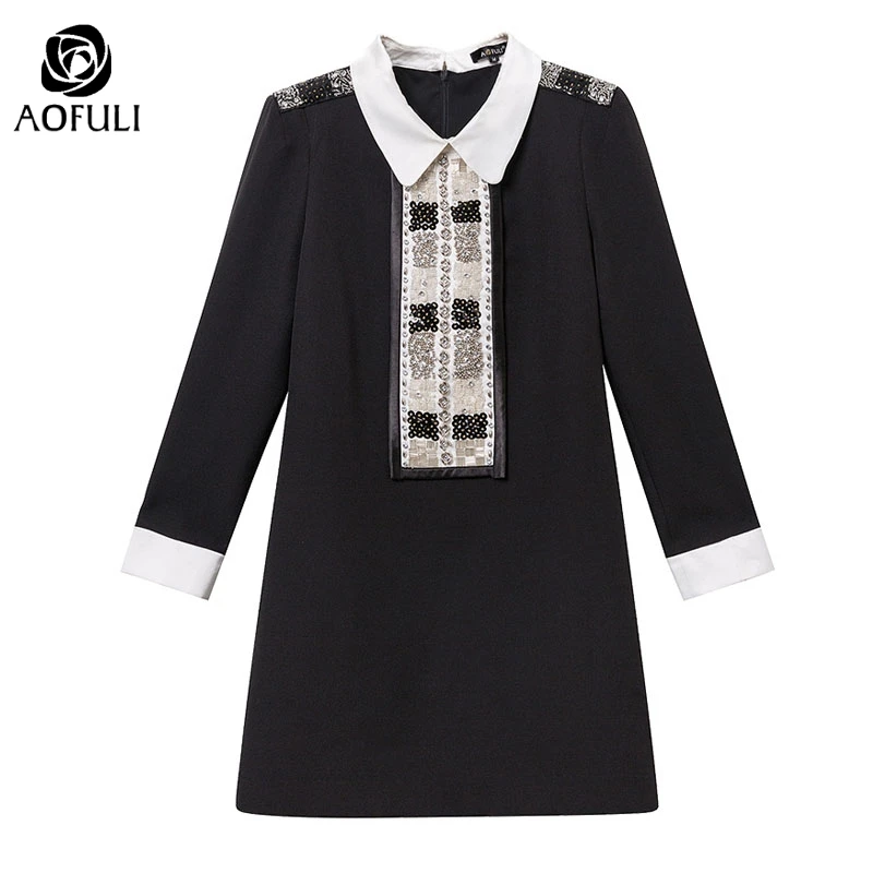 L/2XL/3XL английское шикарное женское короткое платье с бисером зимнее длинным