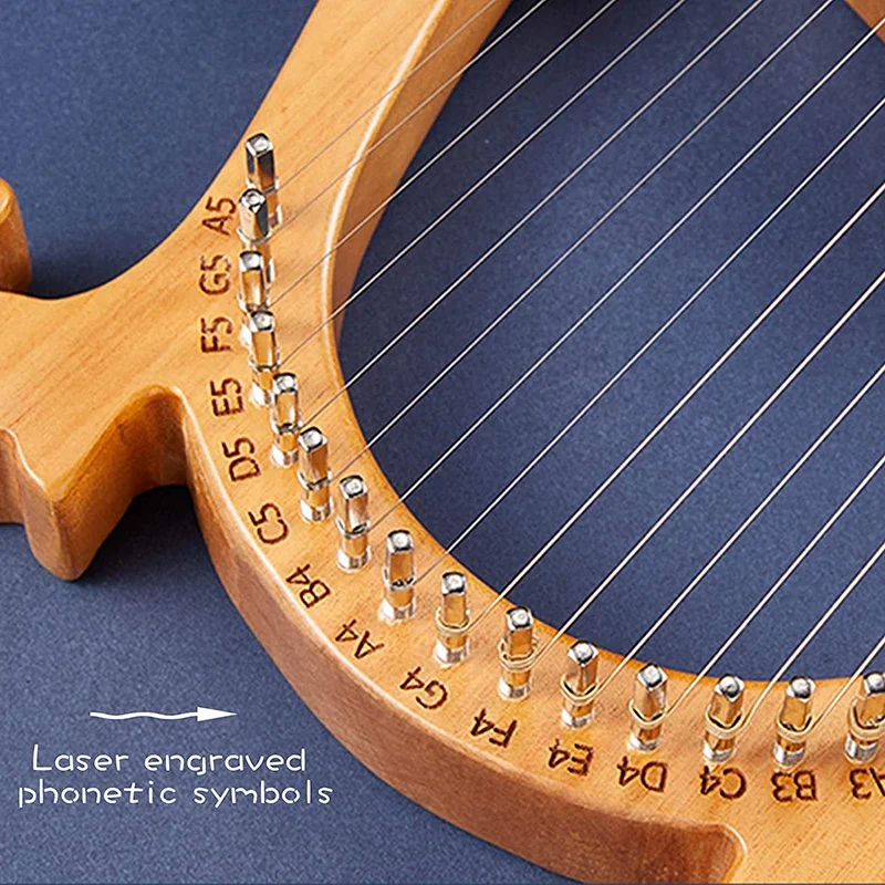 Lyre Harp греческая скрипка 16 деревянных струн твердая древесина красное дерево с